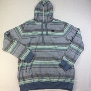 O'Neill Men's Bavaro Hoodie  Blue Striped French Terry Pullover Size Large